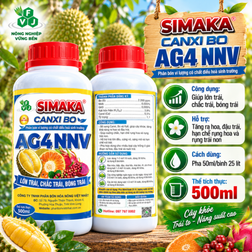 OVN43 PHÂN BÓN VI LƯỢNG CÓ CHẤT ĐIỀU HÒA SINH TRƯỞNG AG4 NNV SIMAKA - CANXI BO (500ML)