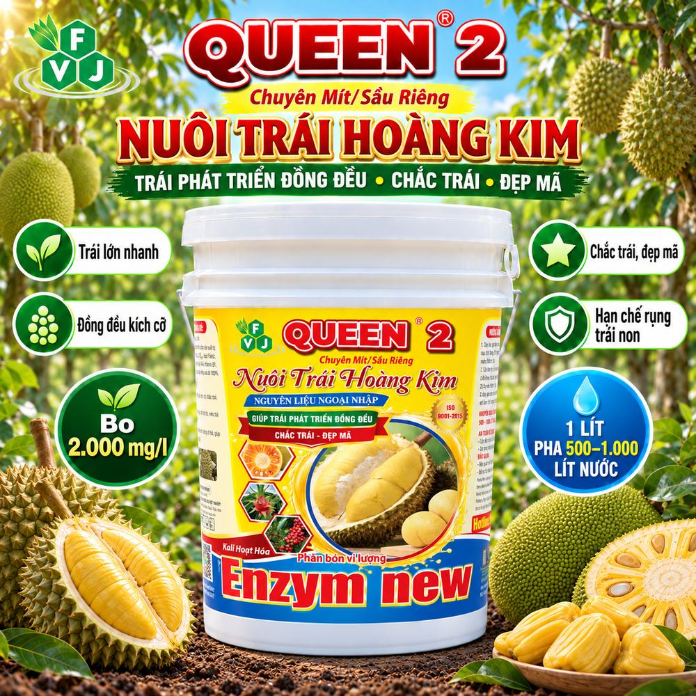 PHÂN BÓN VI LƯỢNG ENZYM NEW QUEEN 2 - NUÔI TRÁI HOÀNG KIM (22KG) PHÂN BÓN VI LƯỢNG ENZYM NEW QUEEN 2 - NUÔI TRÁI HOÀNG KIM (22KG)